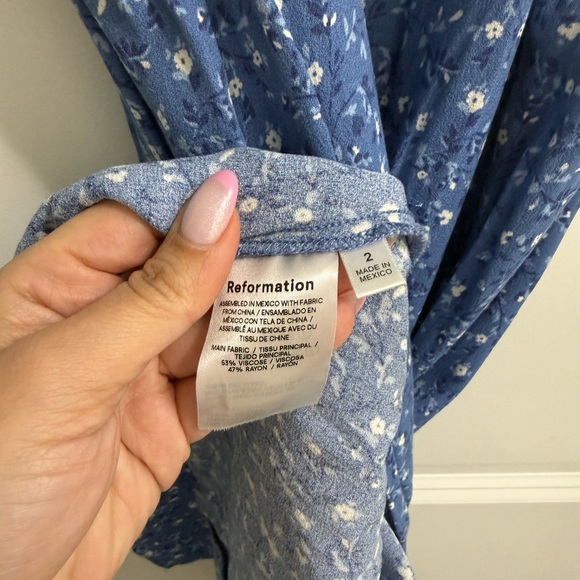 Reformation Blue Floral Slip Maxi Dress with Side Slit - Picture 4 of 4